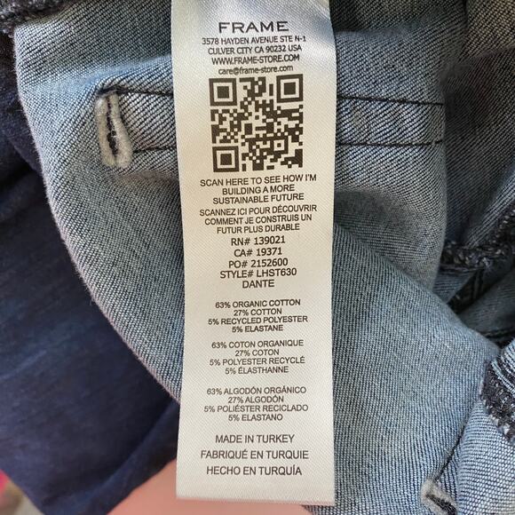 FRAME Le High Straight Jeans Size 29 Dante Blue Stretch Organic Denim Staple - Picture 13 of 16